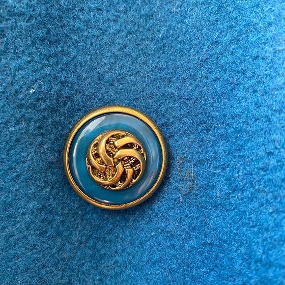 Dennis Basso Wool Trench Coat (Dark Turquoise) - Picture 5 of 5